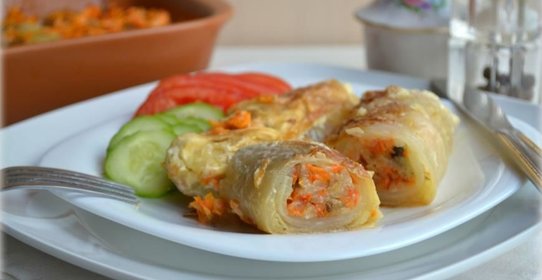 Постные голубцы с рисом, грибами и оливками