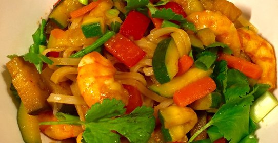 Рисовая лапша с креветками