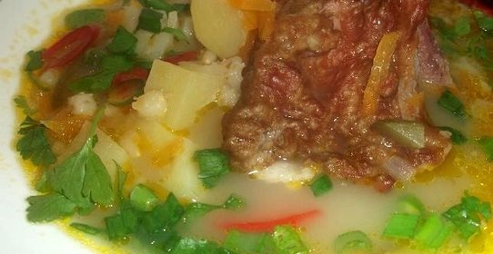 Рассольник на копченостях