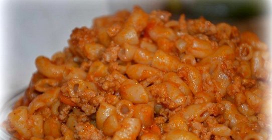 Макароны с фаршем и томатной зажаркой