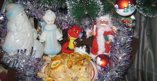 Цыпленок в апельсинах с кедровыми орешками