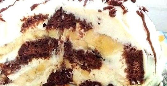 Сметанник с бананами из пряников без запекания