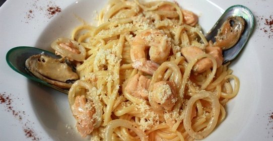 Карбонара с креветками
