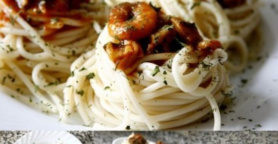 Гнезда с морепродуктами