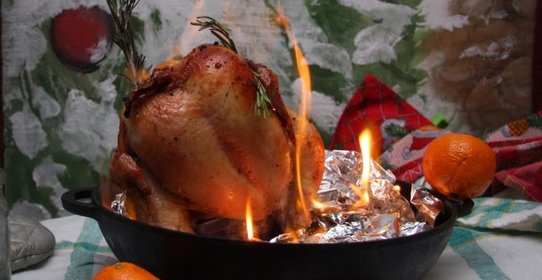 Курица фламбе Пламенный привет