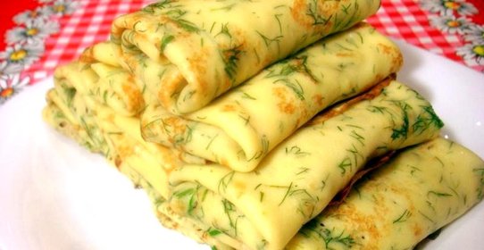 Укропные блины с двойной начинкой