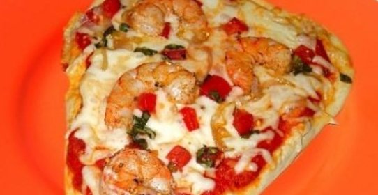 Пицца на кефире с креветками