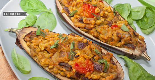 Баклажаны с чечевицей