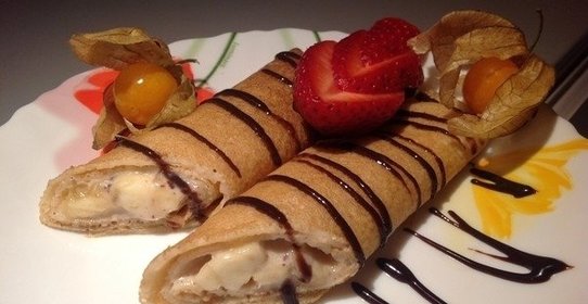 Блинчики с маскарпоне и бананами