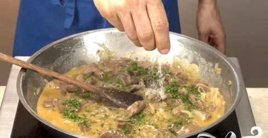 Печень с полентой