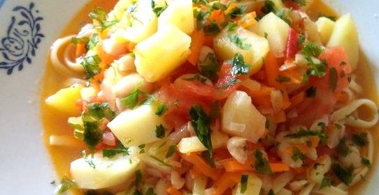 Лагман с фасолью