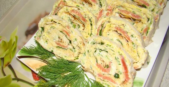Рулет из лаваша с рыбой