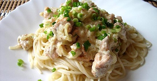 Спагетти с горбушей