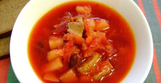 Борщ с паровой свеклой и фасолью в мультиварке