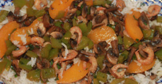 Креветки с рисом в пикантном маринаде