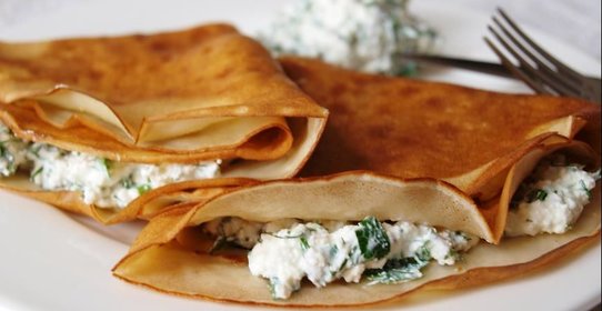 Блинчики с творогом и зеленью