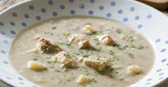 Сливочная уха из семги