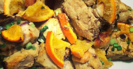 Курица с апельсинами, карри и медом