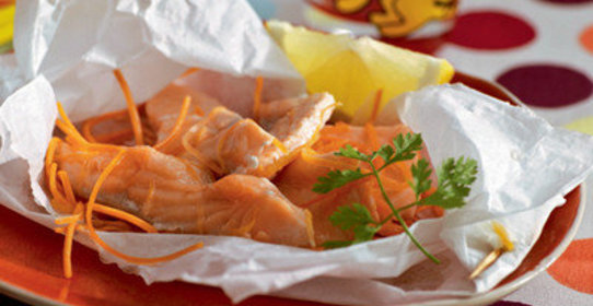 Тыква и семга в пергаменте