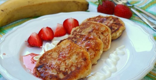 Творожно-банановые оладьи