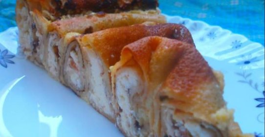 Блинный пирог с творогом