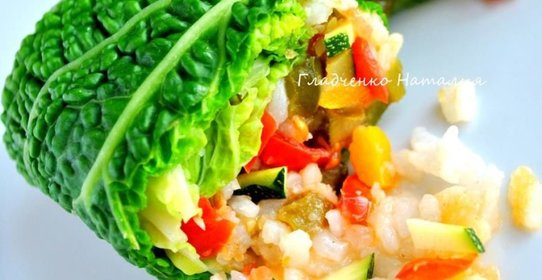 Постные голубцы из савойской капусты