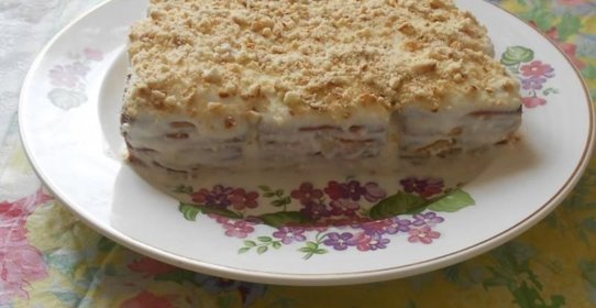 Торт из печенья и творога без выпечки