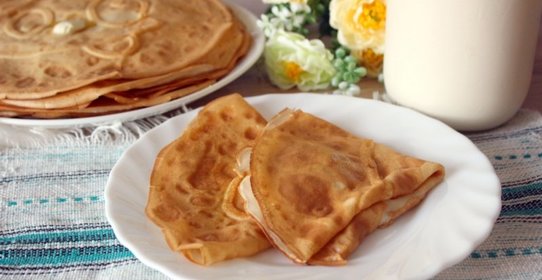 Тонкие блины на молоке и воде