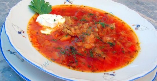 Украинский борщ со сметаной по Похлебкину