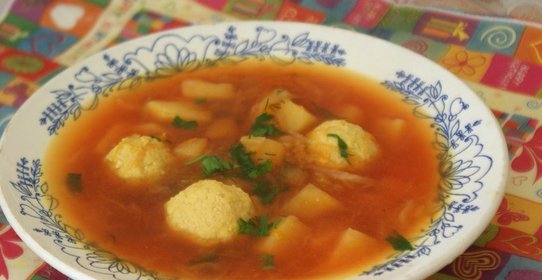 Детский борщ с фрикадельками