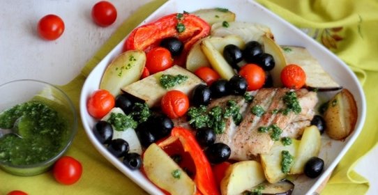 Куриные крылышки, запеченные с картофелем