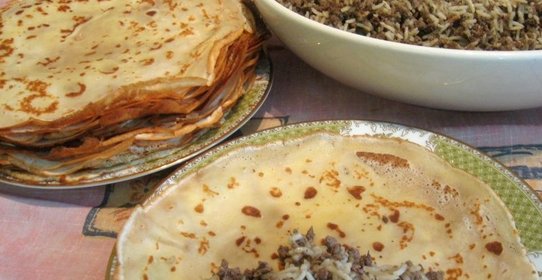 Блинчики с печенью и рисом