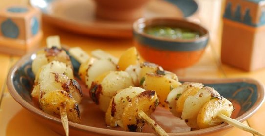 Шашлычки из морских гребешков с абрикосами