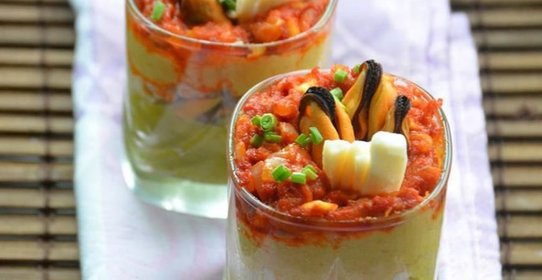 Гороховое пюре с морепродуктами