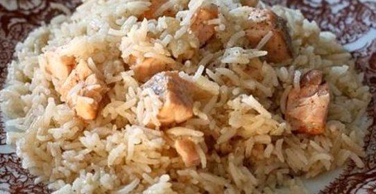 Ризотто с семгой и белым вином