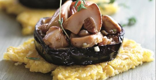 Полента с баклажанами и грибами