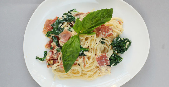 Спагетти карбонара с ветчиной за 30 минут