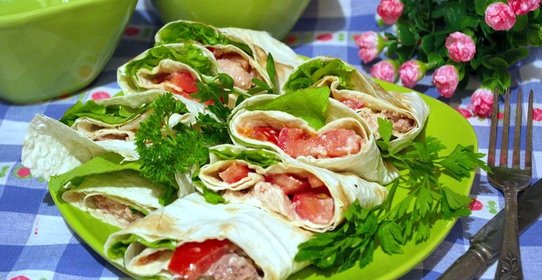 Рулет из лаваша с треской