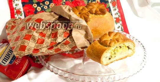 Кулебяка с морской капустой, пшеном и яйцами