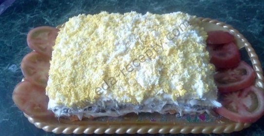 Салат Торт Наполеон из коржей с курицей