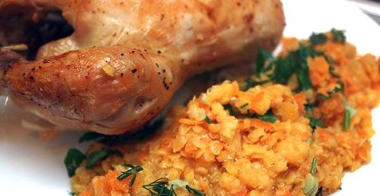 Курица с чечевицей