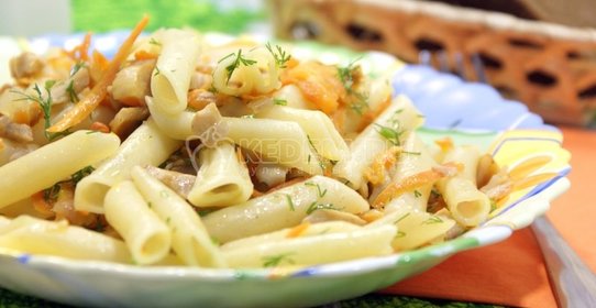 Макароны с грибами