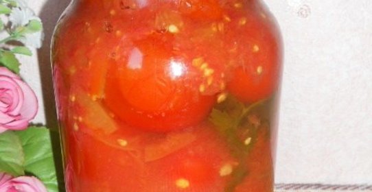 Помидоры в собственном соку со сладким перцем