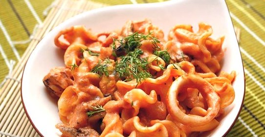 Макароны с морепродуктами