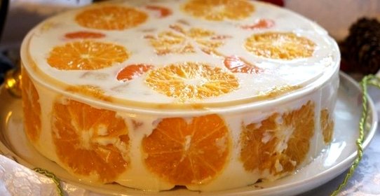 Торт с фруктами и желатином