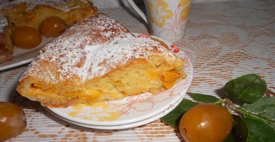 Шарлотка с желтыми сливами