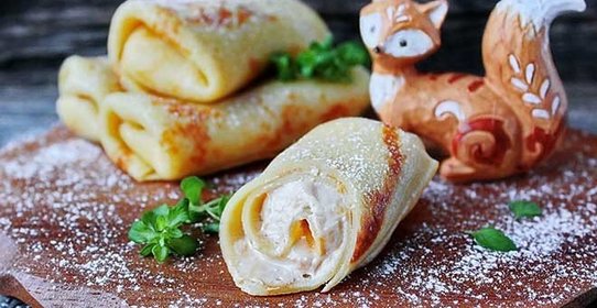 Рисовые блины с творожно-карамельной начинкой