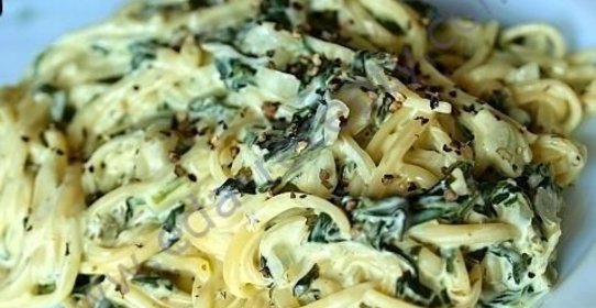 Лапша с овощами в сливочном соусе
