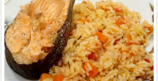 Рис и рыба на пару на ужин