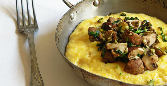 Полента с миндалем и грибами